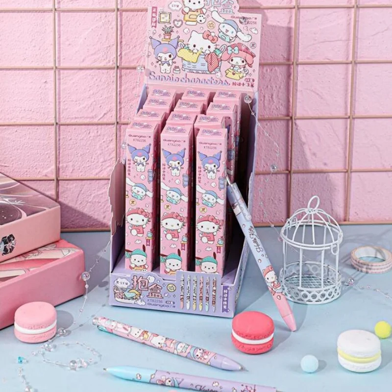 

12/24pcs Sanrio Kuromi Melody Cinnamoroll Gel Pen Cute Kitty Pochacco 0.5mm Black Ink Neutral Pens Office School Supply