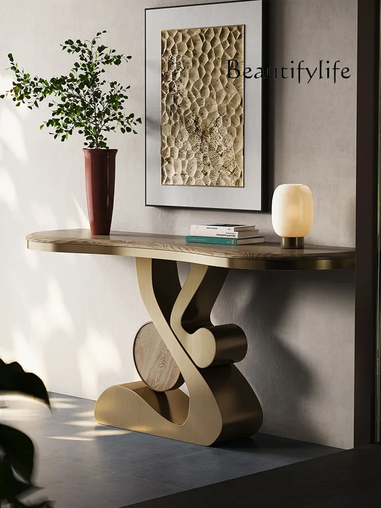 Solid Wood Console Tables Light Luxury and Simplicity Modern Designer Corridor Aisle Wall Italian Entrance Cabinet