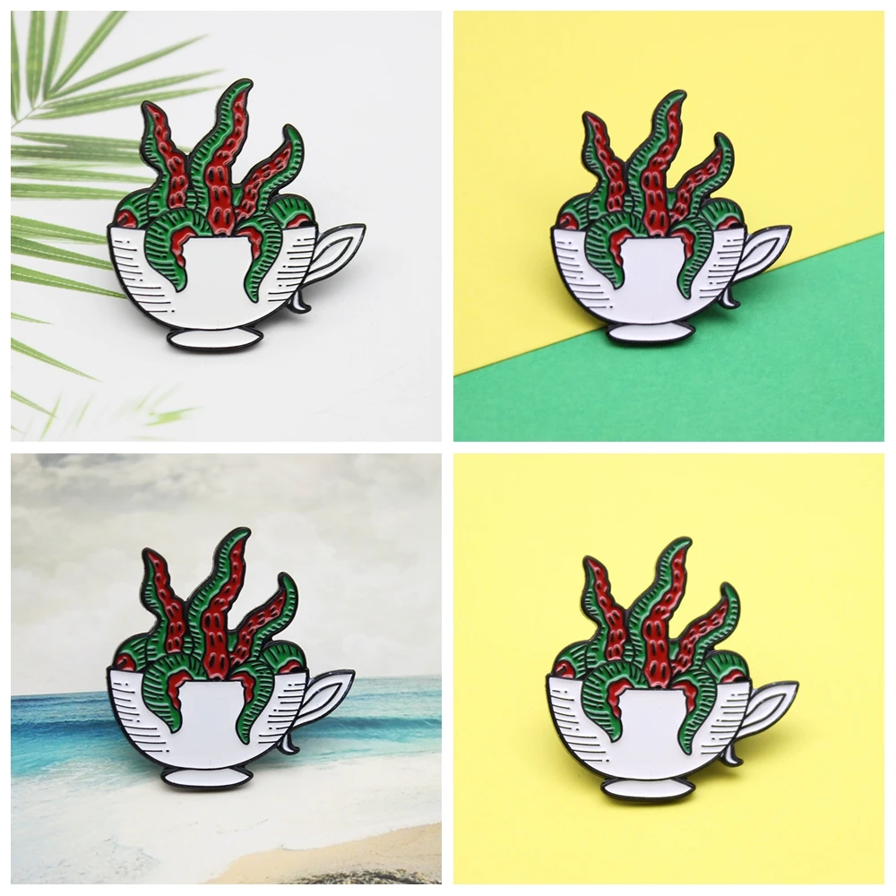 Anime Octopus Tentacles Enamel Pins Brooches Set Fiction Game Exaggerated Horrific Backpack Lapel Badges Jewelry Gifts Wholesale