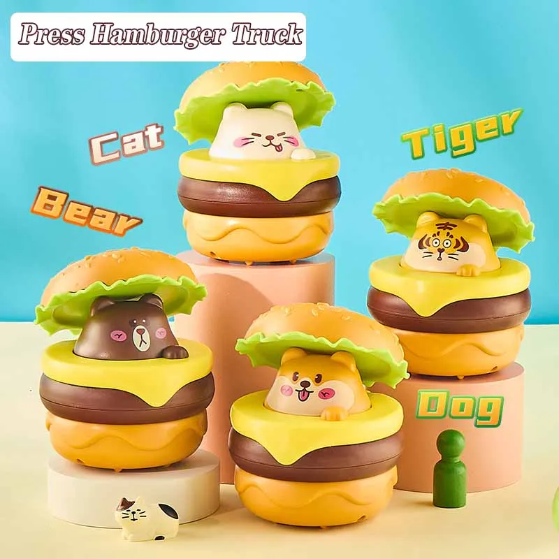 Super Cute Mini Hamburger Car Toys Dla Dzieci Bezwładność Pull Back Car Press Gliding Cartoon Animal Car Puzzle dla dzieci Zabawki Prezenty