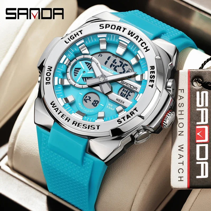 

SANDA 3385, брендовые мужские спортивные часы, модные мужские тактические военные кварцевые часы с большим циферблатом, мужские наручные часы со светодиодной подсветкой для мужчин