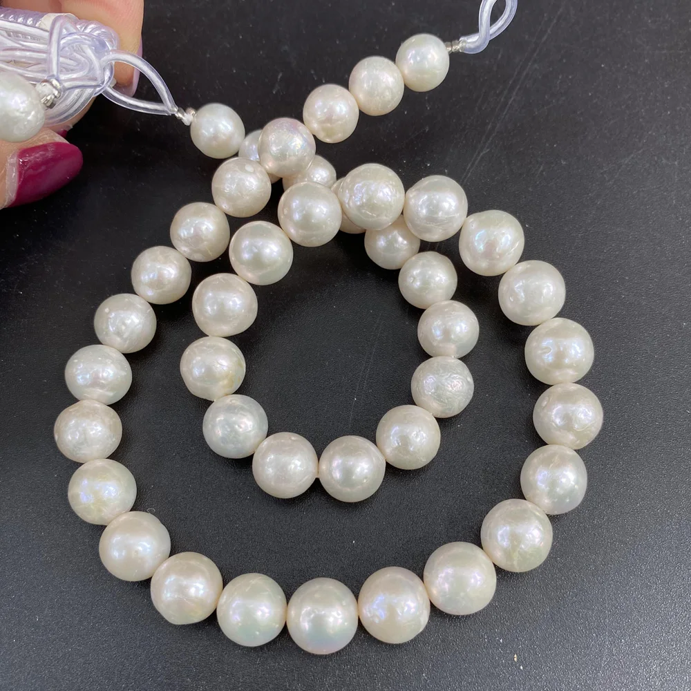 

Natural Freshwater Pearl 10-12mm Smooth Round Loose Beads for Jewelry Making DIY Bracelets Necklace Wholesale