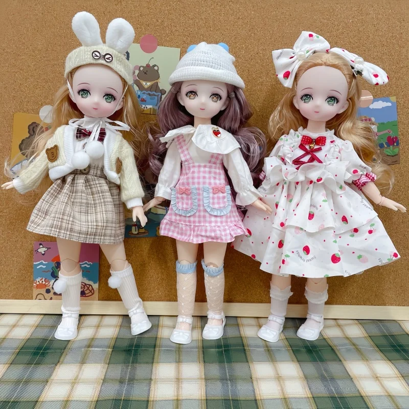 

30 см 1/6 аниме лицо кукла Bjd полный набор суставов подвижные мультяшные куклы с большими глазами с одеждой обувь можно одеваться своими руками игрушки подарок для девочки