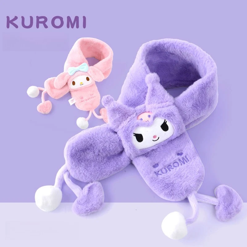 

Шарф Miniso Melody для девочек, осенне-зимний детский шарф, милый плюшевый плюшевый шарф для девочек, утолщенный детский чехол на шею, предотвращает холод