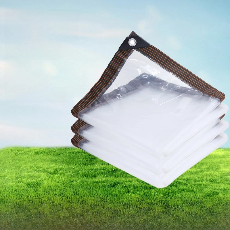 Thickened PE Waterproof Outdoor Plastic Sheet Windproof Transparent Edged Plastic Rainproof Cloth for Home Daily Use
