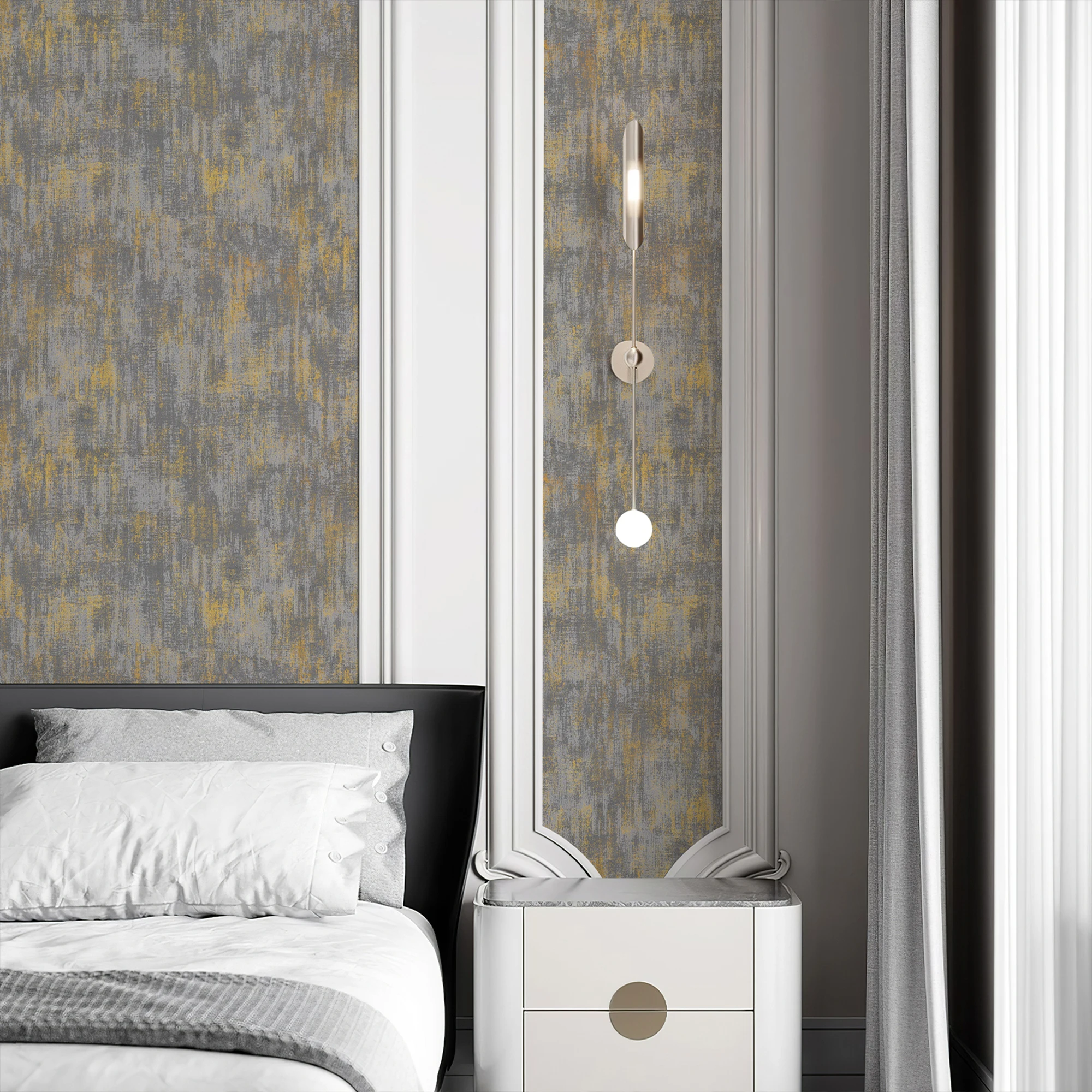 Peel And Stick Black Gold Metal Vinyl Wallpaper Blooming Floral Cabinet Sticker Chic Waterproof Furniture Cabinet Sticker