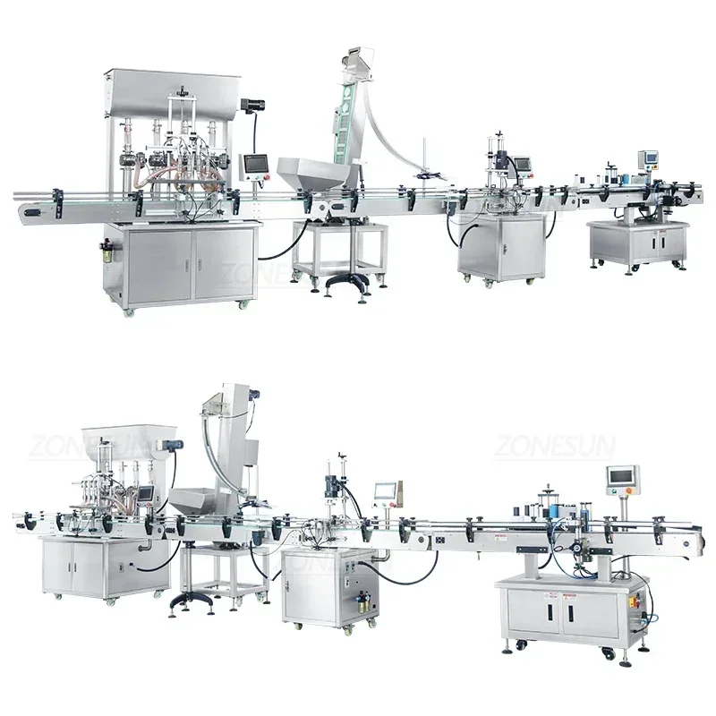 Máquina etiquetadora taponadora y llenado de línea de producción automatizada ZONESUN ZS-FAL180X3