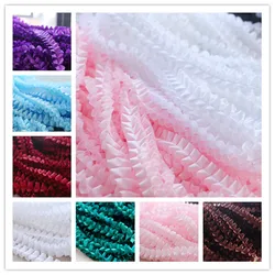 NEW 4cm Wide Satin Ribbon Center Pleated Lace Barcode DIY Clothes Skirt Headwear Hat Home Textile Sewing Decoration Accessories