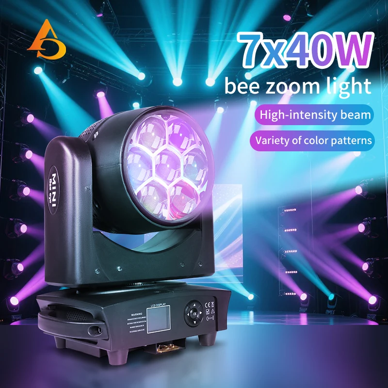 7x40W RGBW 4 In1 LED Beam + Wash Zoom Testa Mobile DMX Per NightClub Dj Disco Party Bar Stage Lighting Equipment