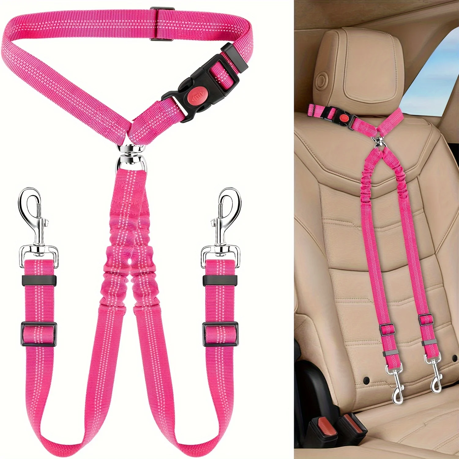 1Pcs Pet Dog Seat Belt Car Supplies Dog Cat Fixed Dog Chain Buffer Towing Car Safety Rope In the Car