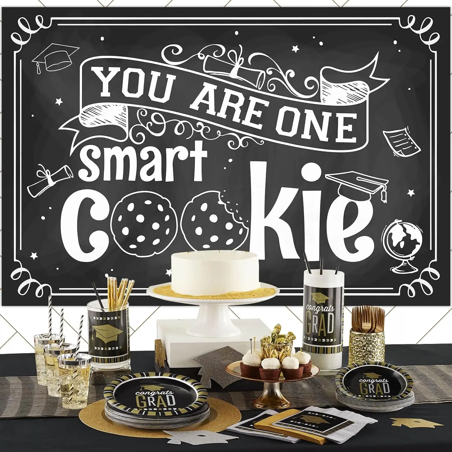 One Smart Cookie Graduation Party Decor College High School Graduation Class Of 2024 You Are One Smart Backdrop Funny Graduation