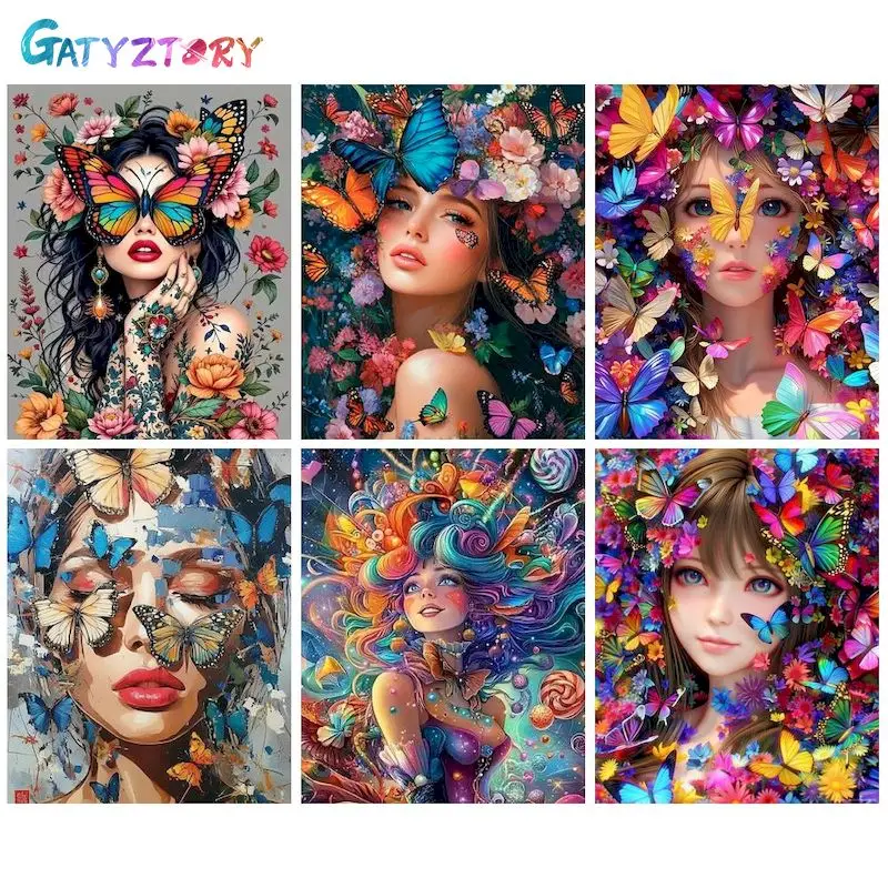 

GATYZTORY Flower Girl Paint By Numbers Picture Paintings On Number Figure Crafts Gift Acrylic paints Pictures By Numbers