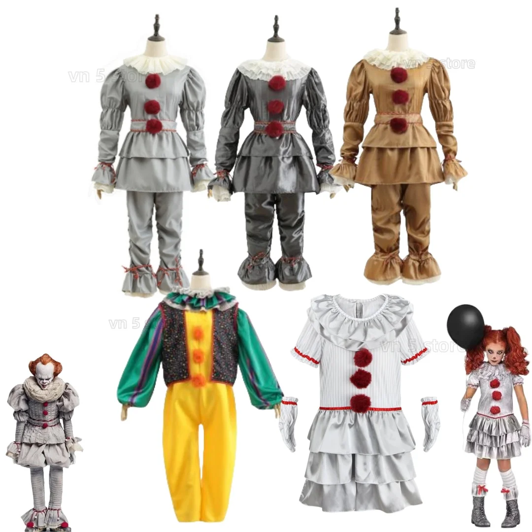 

Movie Jocker Terrifier Clown Cosplay Costume For Kids Adult Role Play Fancy Penny Horror Dress Suit Halloween Carnival Party