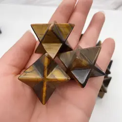 Natural Gold Tiger's Eye Stone Crystal Mercaba Arcade Crystal Mercaba Star Energy Mineral Jewelry Healing Decoration