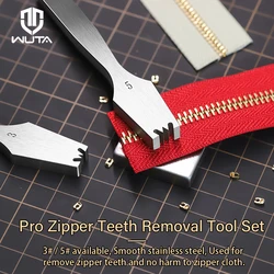 WUTA Zipper Teeth Removal Tool Set 3# / 5# Zipper Pliers Jig Repair Tools DIY Zipper Gear Remover Stainless Steel Leather Tools