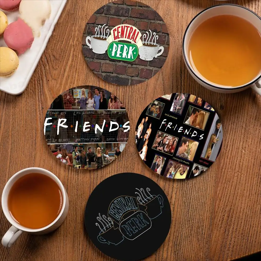 Friends Tv Show Retro Wooden Cup Mats Elements Colour Printing Cup Coasters Home Kitchen Decora Gifts