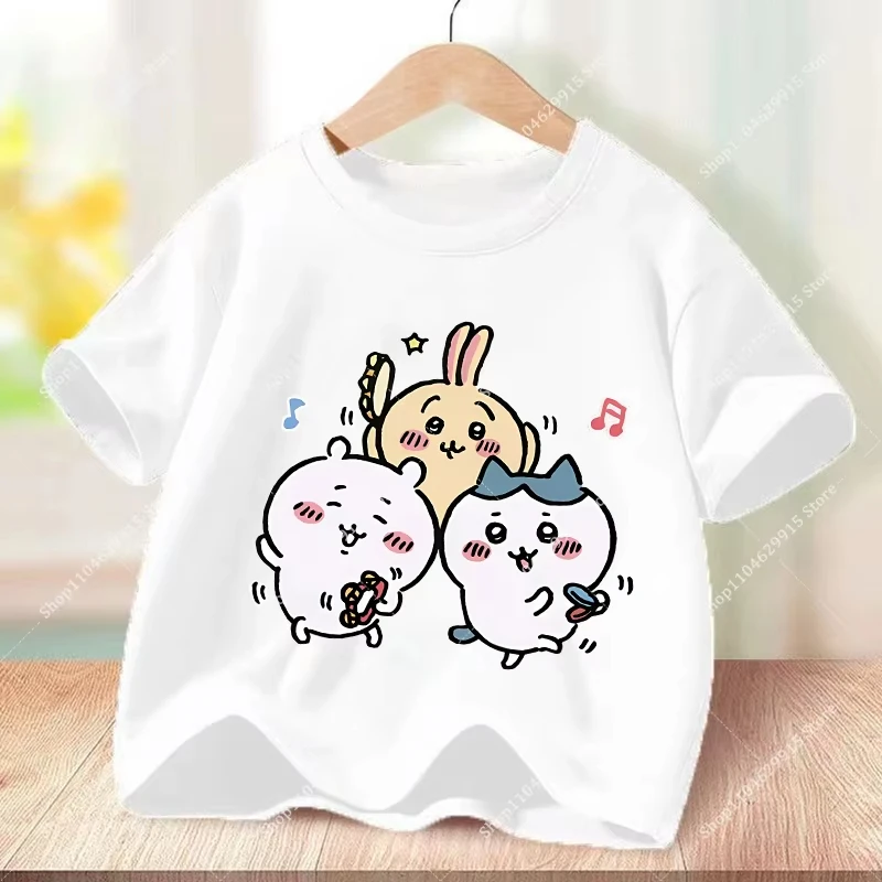 Chiikawas Clothes Hachiware Usagi Kawaii Anime T-Shirt Fashion Cartoon Tops Summer Cotton Soft Casual Short Sleeve Tees Gifts