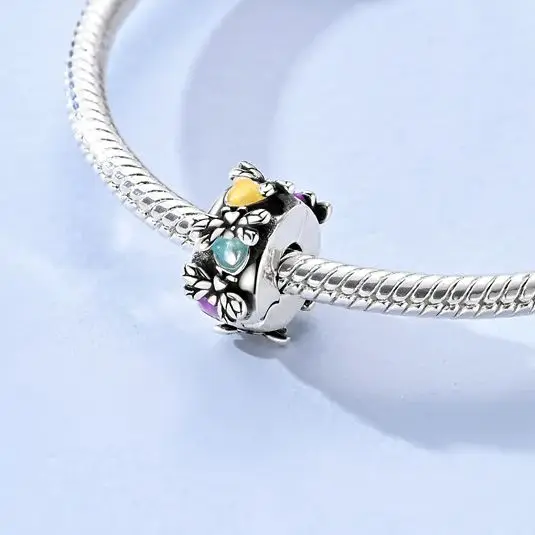 Original 925 Sterling Silver Luminous Clamp Clip Bead Firefly for Woman Fit Charms Bracelet Diy Fine Jewelry