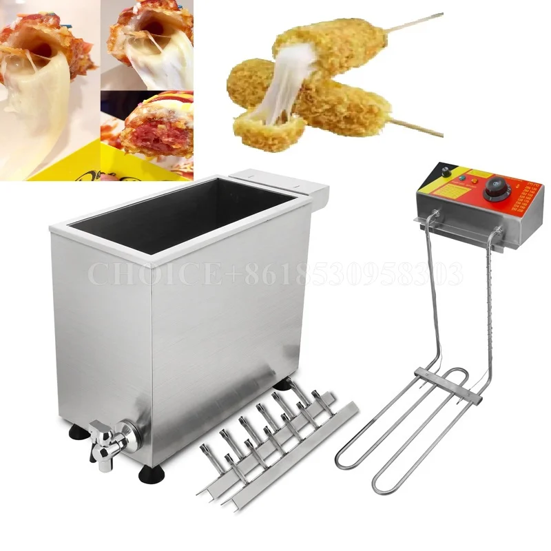 Commercial Automatic 25L Large Capacity Cheese Brushed Hot Dog Rod Fryer Electric/Gas Deep Korean Corn Dog Fryer Machine