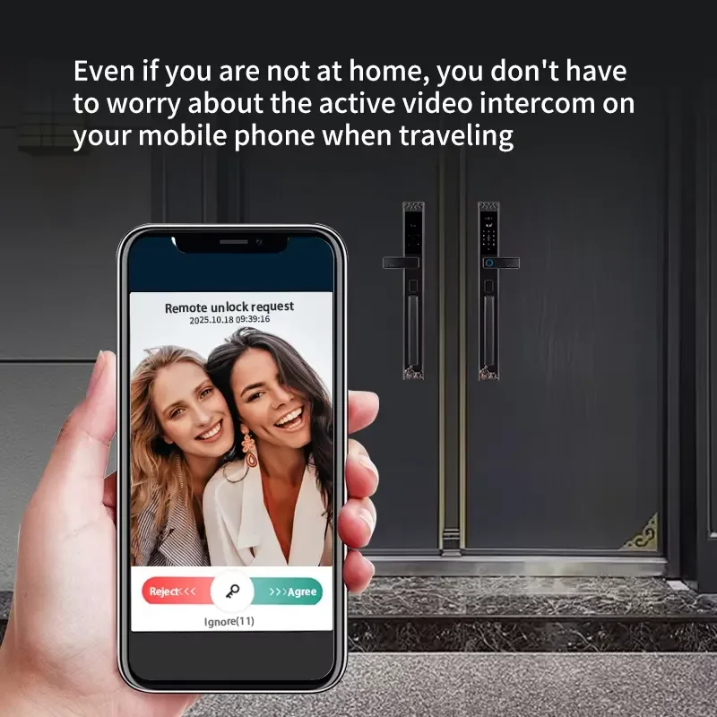 2026 Smart Lock High-End Double Door Password Fingerprint Electronic Lock WiFi Full Automatic Stainless Steel for view 5