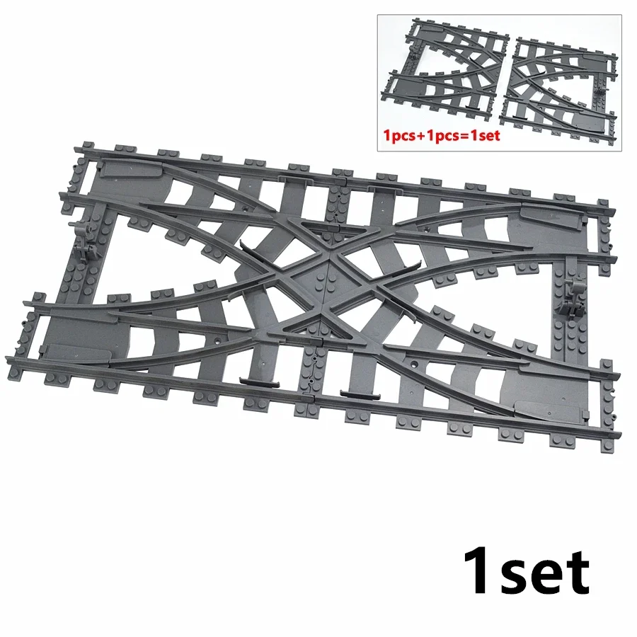 City Trains Parts Bridge Tunnel Model DIY Building Blocks straight curved Rail Bricks soft Flexible Cross Tracks Railway