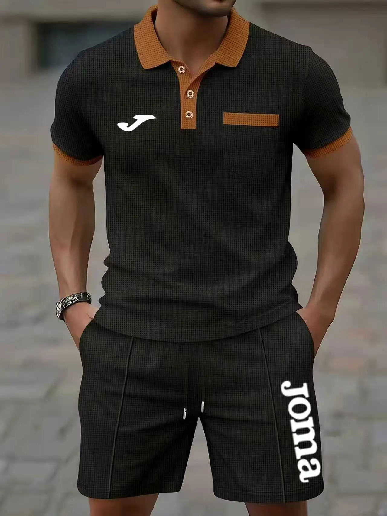

JOMA Men's Summer Sportswear Set Short-Sleeved T-Shirt & Sports Shorts Casual Fashionable Polo Collar Design for Active Men