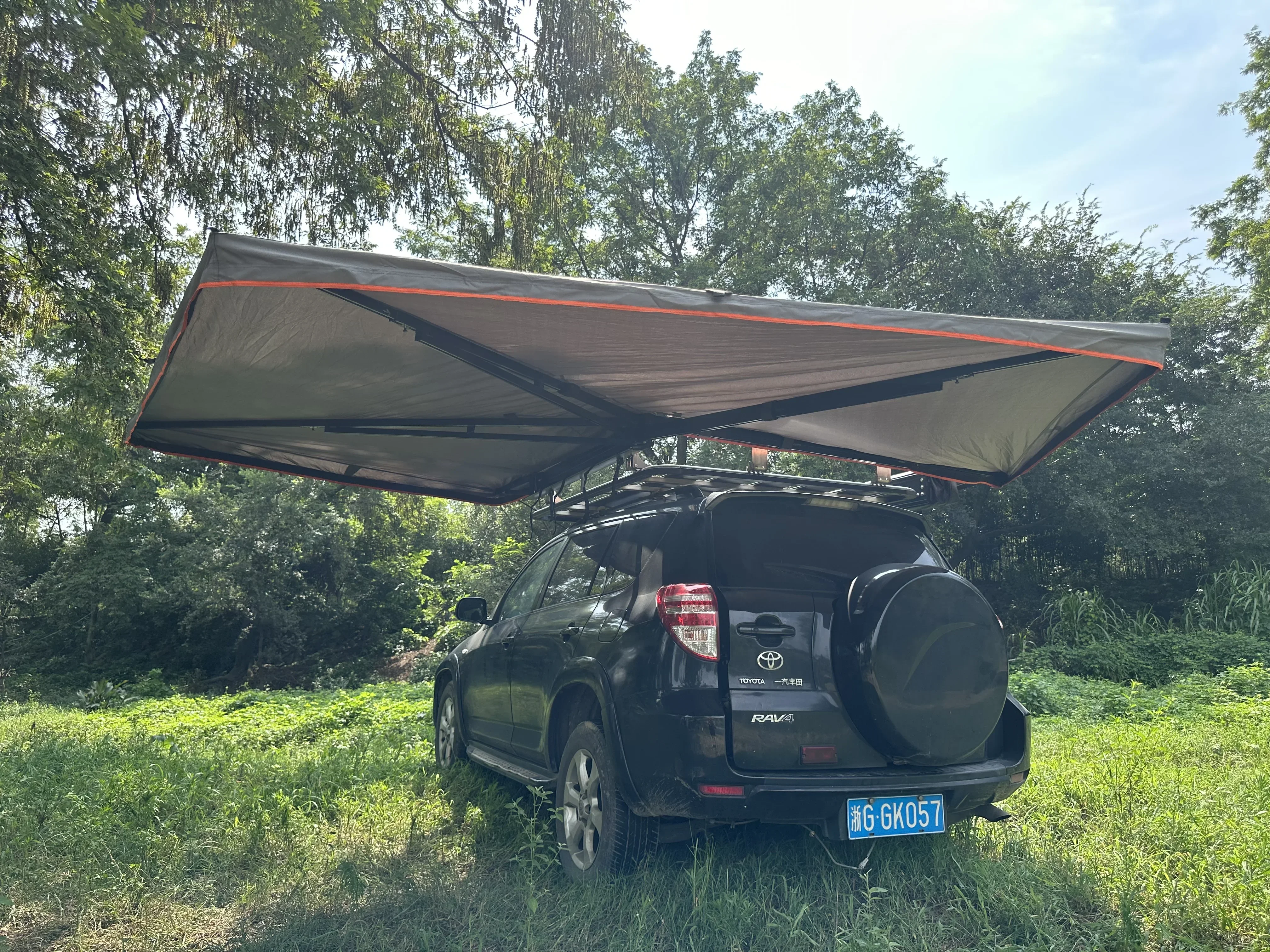 Metal enclosure camping telescopic 270 car side awning 4WD car side 270 awning outdoor tent for sale