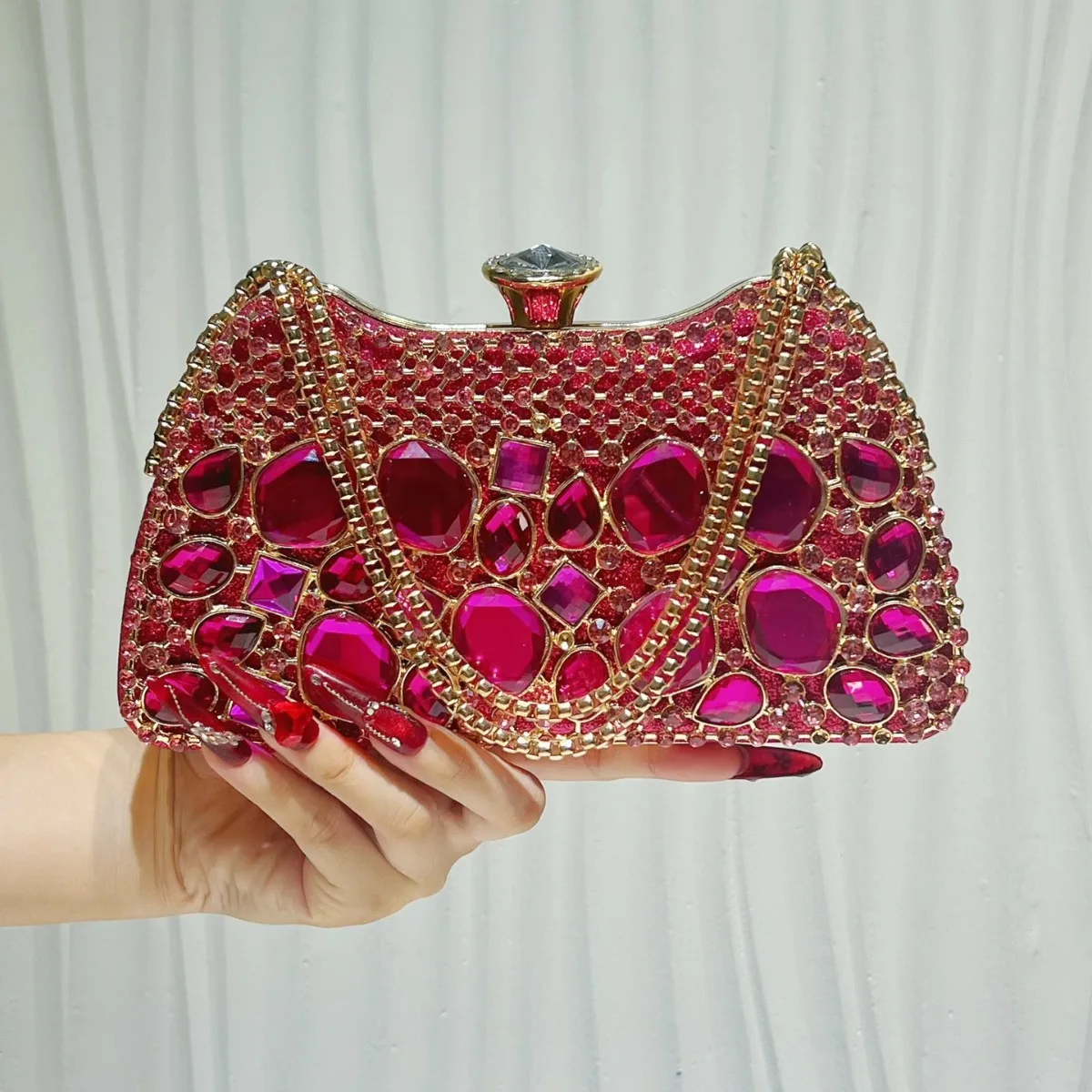 Clutch Bag Exquisite Dinner Bag Hollow Diamond Handbag Celebrity Chain Women's Bag