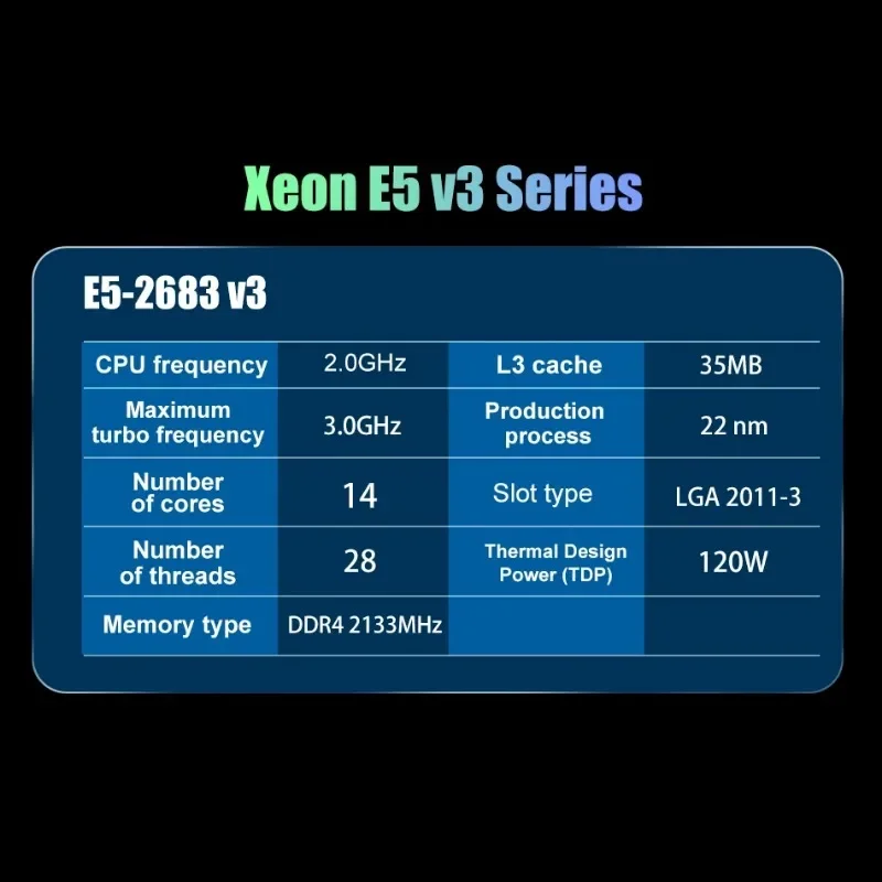 Processador In-tel-Xeon E5 2683 V3, original, usado, 2,0 GHz, 14 núcleos, 35M, LGA 2011-3 CPU