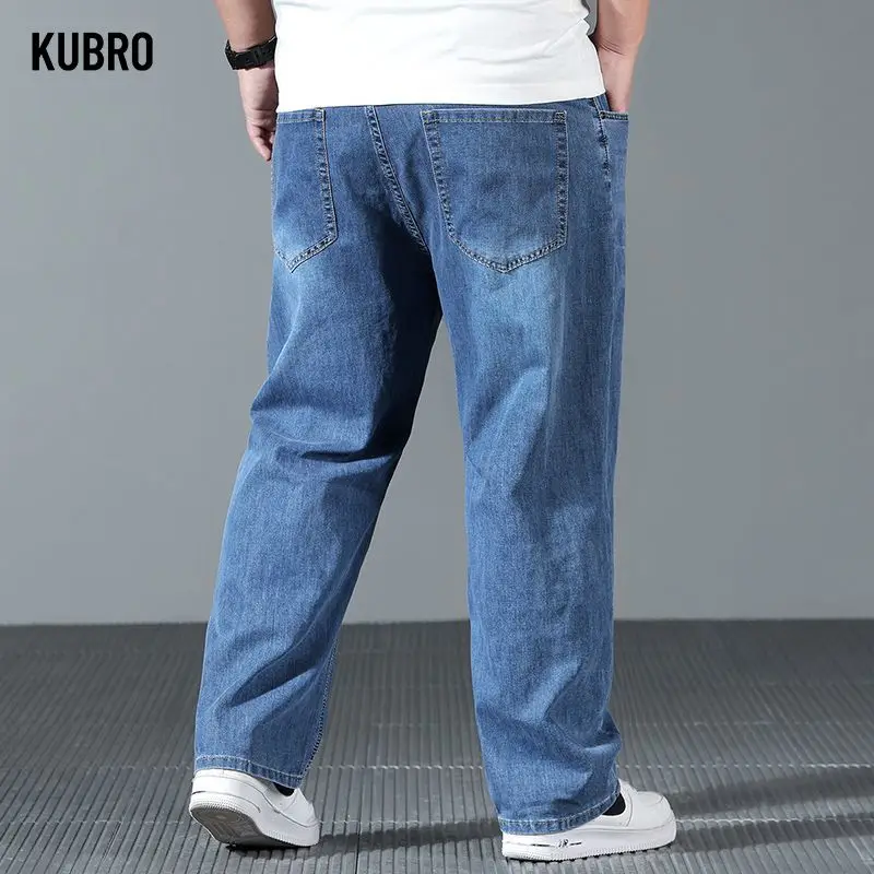 

Высококачественные новые прямые джинсовые мужские свободные удобные и универсальные повседневные брюки для полных мужчин большого размера на осень и зиму