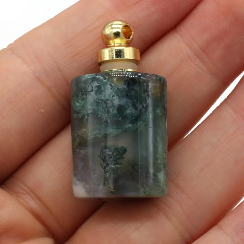 Oblate Column Shaped Perfume Bottle Opening Essential Oil Diffuser Reiki Healing Jewelry Making Necklace Pendant Accessories