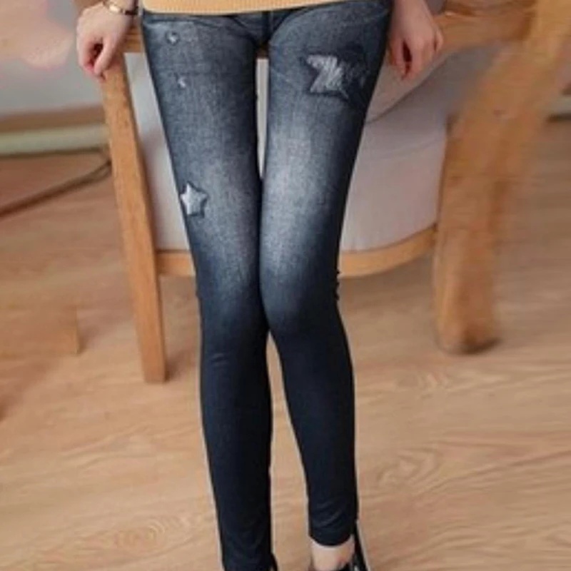 Korean Style Fashion High Waist Casual Solid Color Slim Jeans