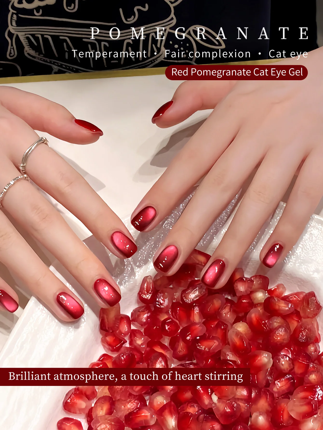 10 مللي المحيط الأحمر القط العين هلام طلاء الأظافر 2025 مبيعا اللون الأحمر فلاش الزجاج الخرز القط المغناطيسي هلام الأظافر الحمراء