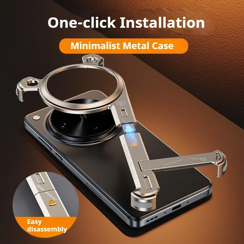 Eary for Oppo Find X8 Ultra Phone Case With Stand Metal Bumper Aluminum Frameless Shockproof Protector Cover Minimalist Shells