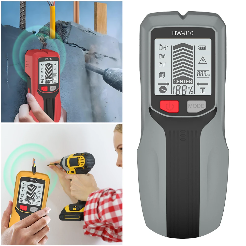 6 in 1 Smart Stud Finder Wall Scanner Electric Wall Scanner Sensor Stud Finder for Wood Magnetic Metal AC Wire Finding