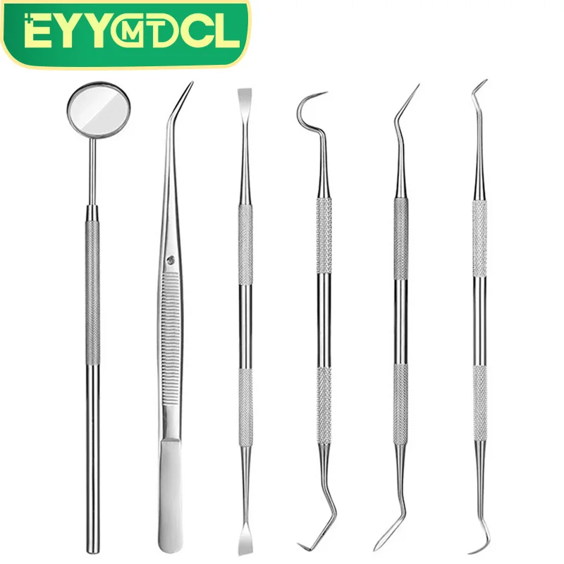 EYYStainless Steel Dentist Mouth Mirror Multifunction Dental Sickle Tartar Scaler Teeth Pick Spatula Set Whitening Oral Care Kit