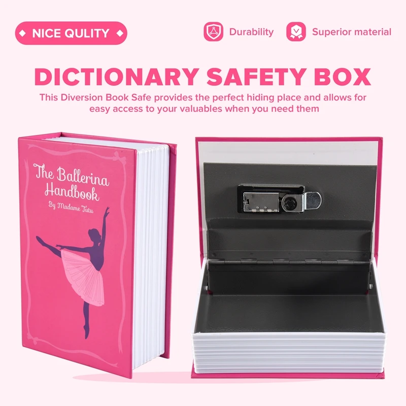 A32R-Dictionary Book Safe Storage Box, Safe With Digital Combination Lock, Anti-Theft Safe Secret Box