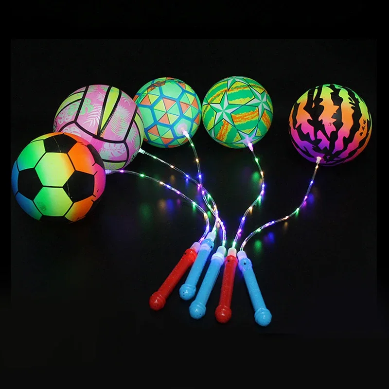 Flashing LED Throwing Balls Toy Adults Kids Outdoor Dark Sport Game Light Up Inflatable Toys Luminous Fitness Balls Toy