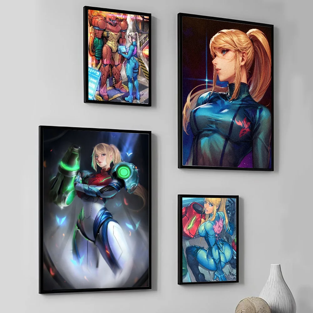 Samus Game Aran M-Metroid Poster Wall Art Home Decor Room Decor Digital Painting Living Room Restaurant Kitchen Art