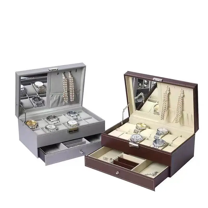 WELLZONE Large-Capacity Household Practical Watch Accessory Storage Box Eco-Friendly PU Leather Watch Display Box