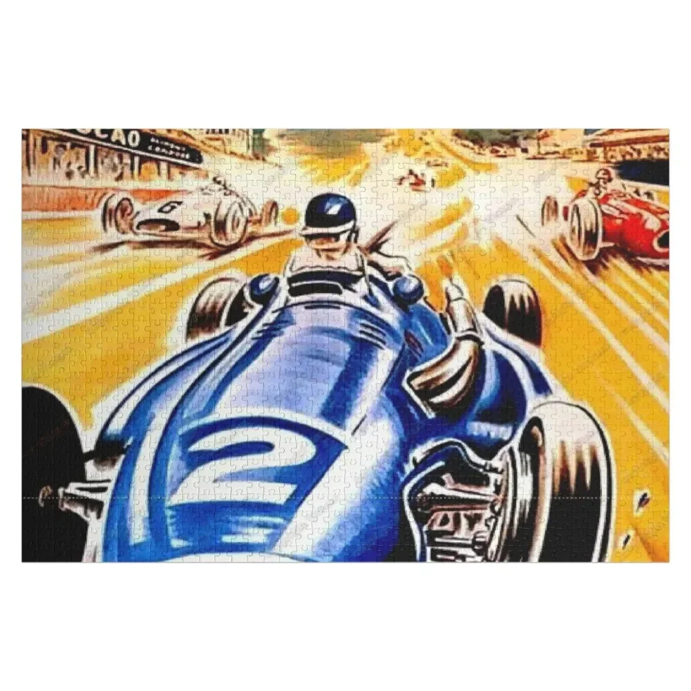 MONACO : Vintage 1954 Grand Prix Auto Racing Print Jigsaw Puzzle Photo Custom Personalized Gift Married Puzzle