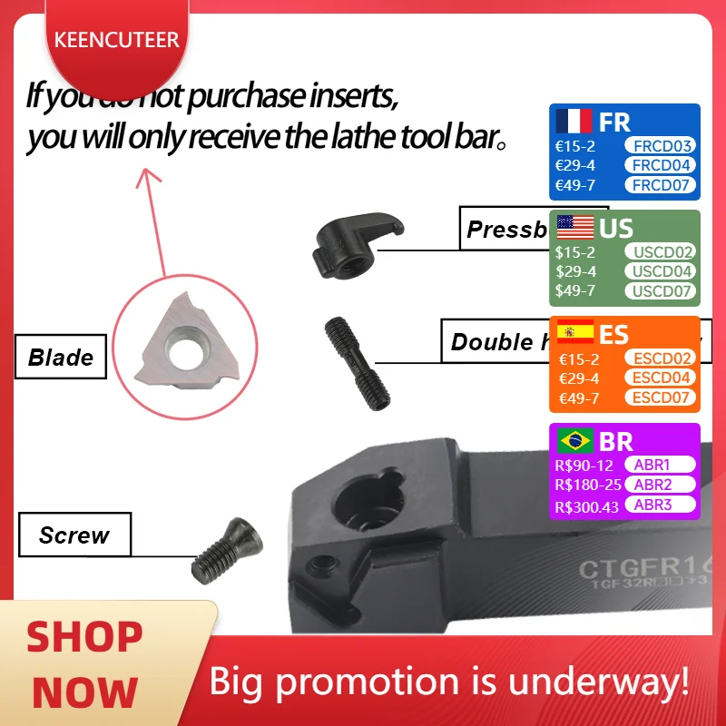 

STGFR/L16 STGFR1212/1616/2020/2525 CNC tool turning TGF32R/ L carbide insert external groove cuttingboring bar tool holder
