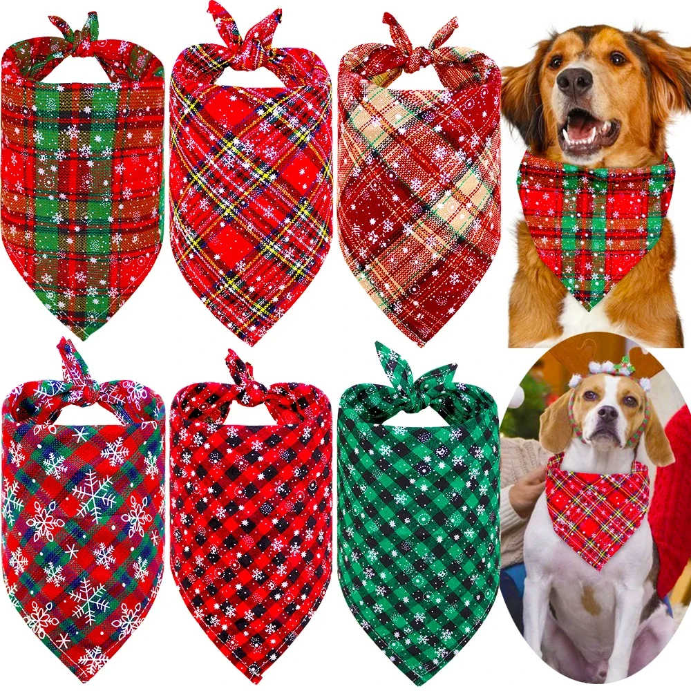 

Christmas Print Dog Bandanas Christmas Print Dog Bandanas Xmas Scarf Dogs Plaid Bow Ties Collar Dog Scarf Dog Grooming Products