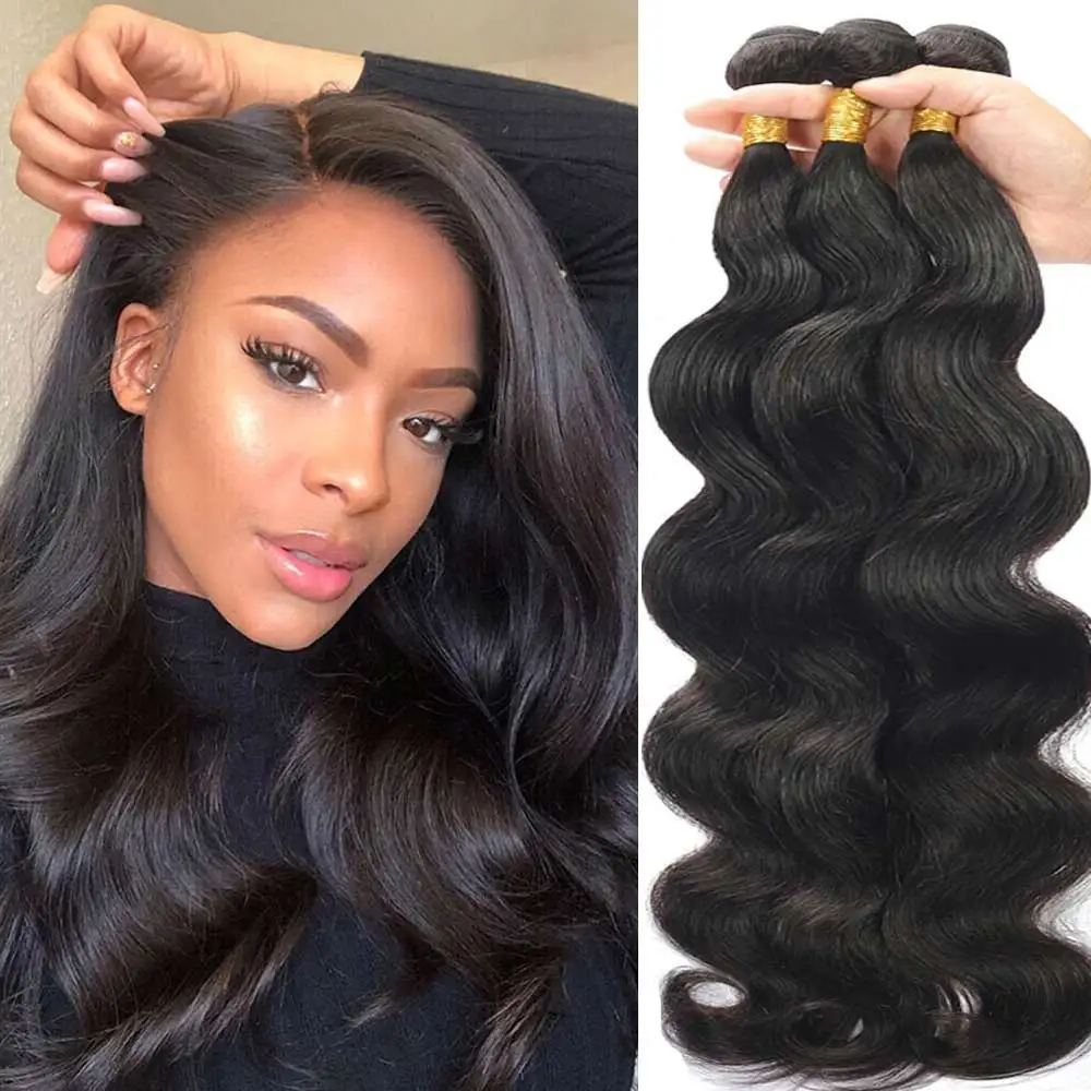 Pacotes brasileiros do weave do cabelo para mulheres, onda solta do corpo, cabelo humano do Virgin Remy, extensões cruas do cabelo, 3 pacotes, 4