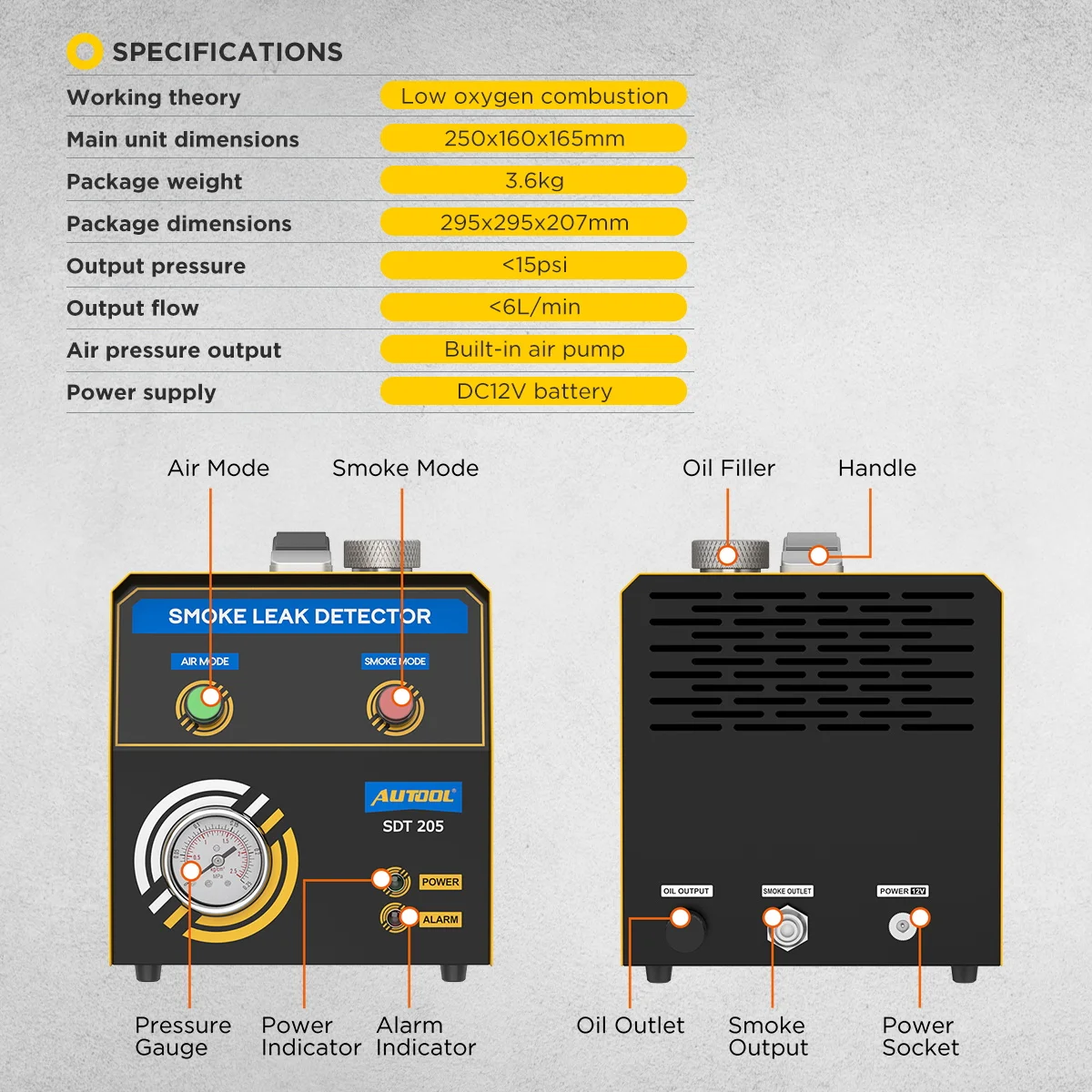

New Original AUTOOL SDT205 EVAP Smoke Machine Automotive Vacuum Diagnostic Leak Detection Tester