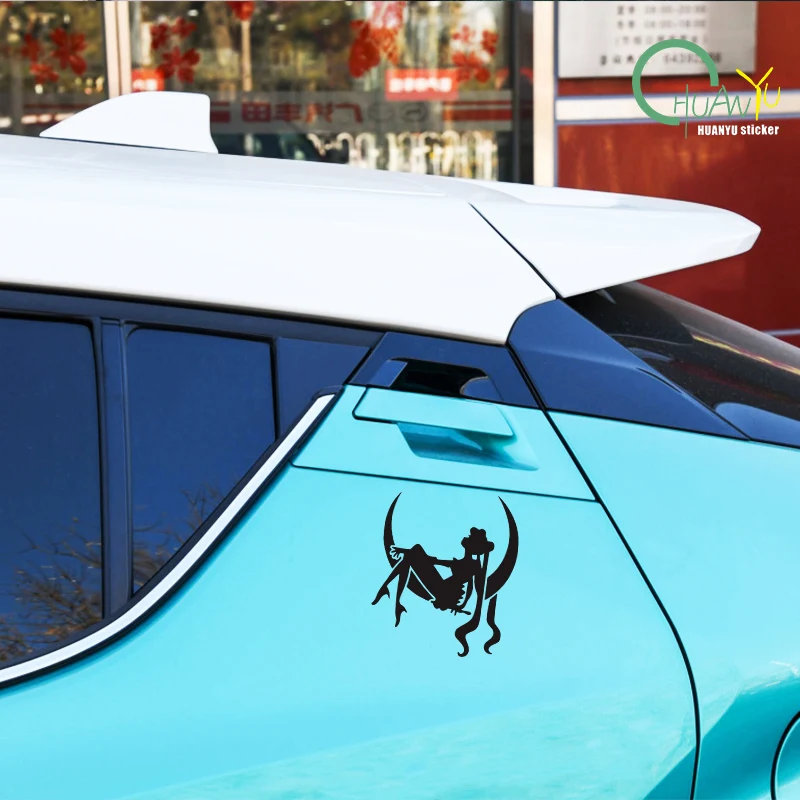 Fuel Cap Sticker Cartoon Moon Car Sticker Glass Body Tank Cover Decoration Sticker Waterproof Stickers