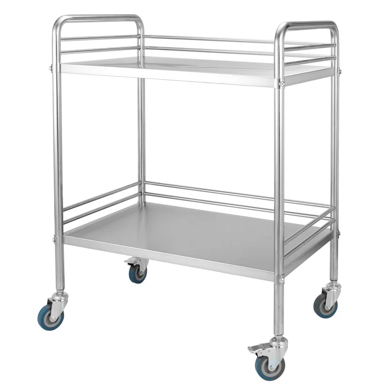 Stainless Steel Multifunctional Treatment Cart, Mobile Dressing & Medication Nursing Trolley for Hospital Surgical Room