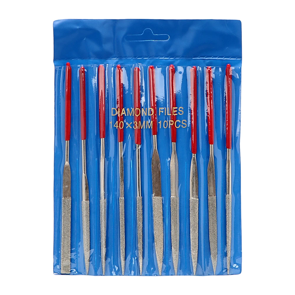 10Pcs Hand Tools Diamond Coated MTS013 140mm for Ceramic Glass Gem Stone Hobbies and Crafts Mini Needle File Set