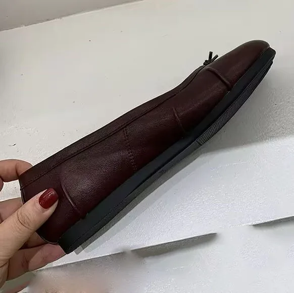 Echte Leder Tabi-Toe Ballerinas für Damen mit chinesischem Knoten, weiche Slip-On-Flachschuhe zum Gehen – Detail 19
