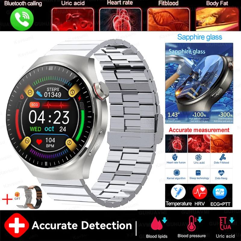 2025 New For XIAOMI Accurate Blood Lipid Uric Acid Smart Watch Men Women ECG+PPG Blood pressure Bluetooth call Health Smartwatch